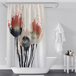 Floral Shower Curtain - Black, Beige, Modern Watercolor - Deja Blue Studios