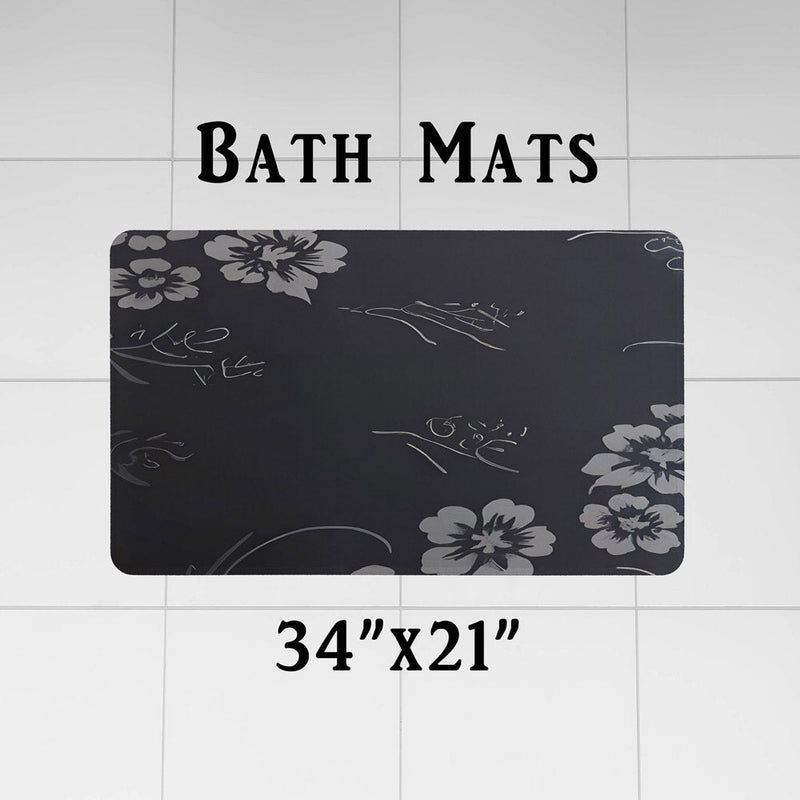 Minimalist Shower Curtain - Black and Gray Floral Print - Deja Blue Studios