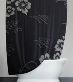 Minimalist Shower Curtain - Black and Gray Floral Print - Deja Blue Studios