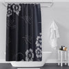 Minimalist Shower Curtain - Black and Gray Floral Print - Deja Blue Studios