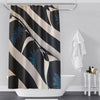 Abstract Shower Curtain - Black and Blue Pattern - Deja Blue Studios