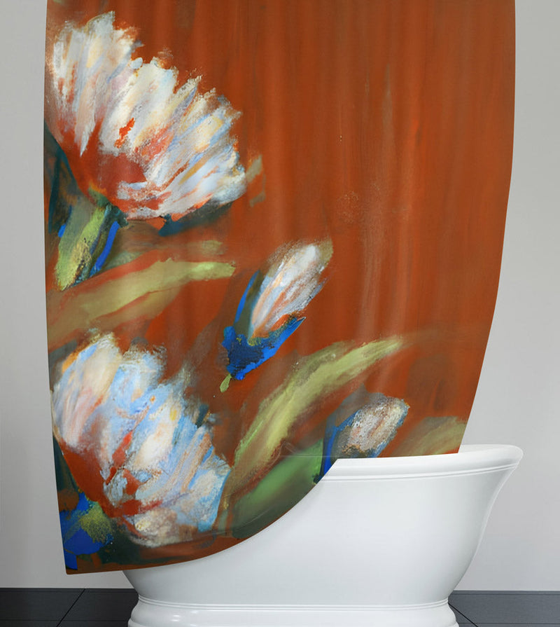 Floral Shower Curtain - Burnt Autumn Contemporary Print - Deja Blue Studios