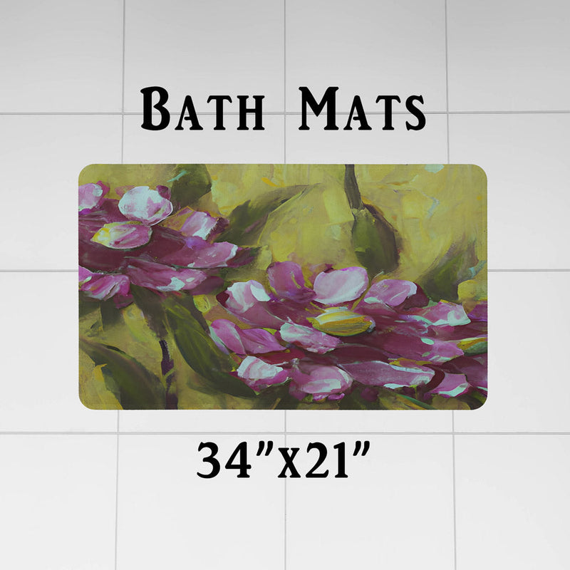 Floral Shower Curtain - Green and Purple Contemporary Painted Print - Deja Blue Studios