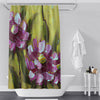 Floral Shower Curtain - Green and Purple Contemporary Painted Print - Deja Blue Studios