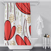 Whimsical Shower Curtain - Red and White Modern Floral - Deja Blue Studios