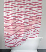 Abstract Shower Curtain - Whimsical Pink Mermaid Scale Pattern - Deja Blue Studios