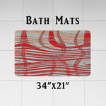 Abstract Shower Curtain - Red and White Abstract Lines - Deja Blue Studios