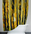 Abstract Striped Shower Curtain - Yellow, Green and Black Watercolor Style - Deja Blue Studios