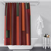 Striped Shower Curtain - Burgundy Abstract Falling Stripes - Deja Blue Studios