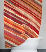Abstract Shower Curtain - Red Tone Broken Bohemain Stripes - Deja Blue Studios