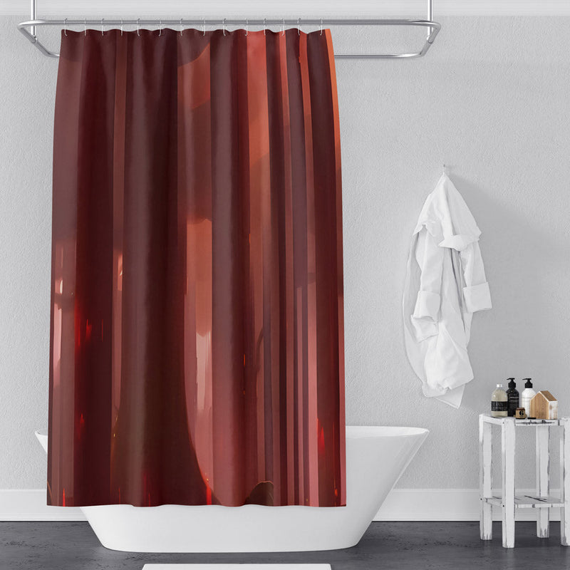 Abstract Striped Shower Curtain - Burgundy and Red Vertical Abstract Stripes - Deja Blue Studios