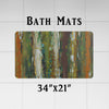 Abstract Striped Shower Curtain - Green and Orange Grunge Painted Stripes - Deja Blue Studios