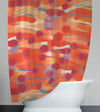 Whimsical Bohemian Shower Curtain - Abstract Red and Beige Swiped Stripes - Deja Blue Studios