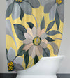 Painted Floral Shower Curtain - Yellow and Gray Simple Flower Print - Deja Blue Studios