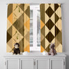 Country Cottage Window Curtains - Yellow, Brown and Beige Chic Pattern - Deja Blue Studios
