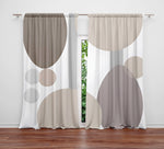 Abstract Window Curtains - Brown, and Gray Geometric Shapes - Deja Blue Studios