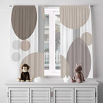 Abstract Window Curtains - Brown, and Gray Geometric Shapes - Deja Blue Studios