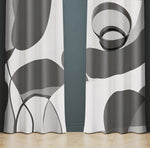 Abstract Shapes Window Curtains - Gray Lines and Shapes - Deja Blue Studios