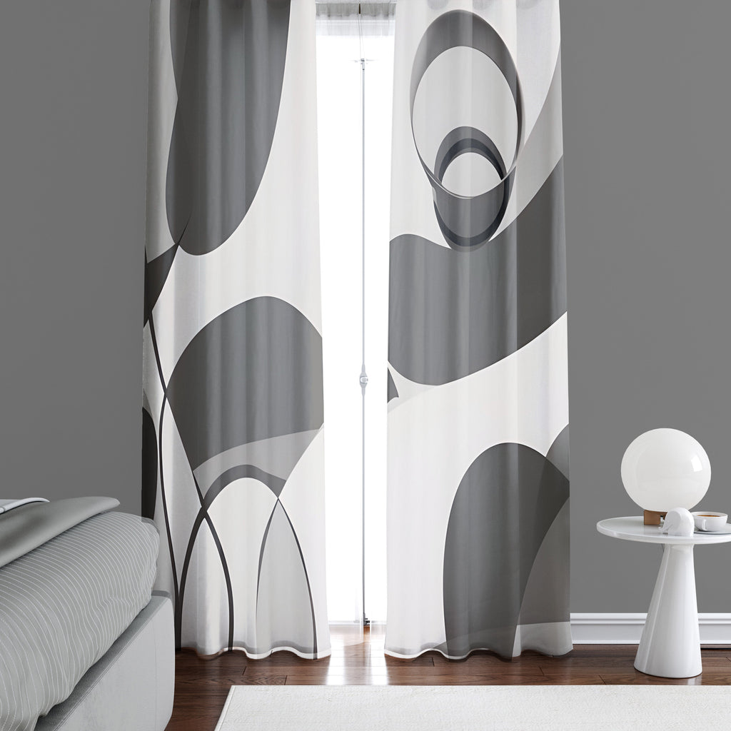 Abstract Shapes Window Curtains - Gray Lines and Shapes - Deja Blue Studios