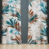 Floral Leaf Window Curtains - Red and Blue Cottage Style Print - Deja Blue Studios