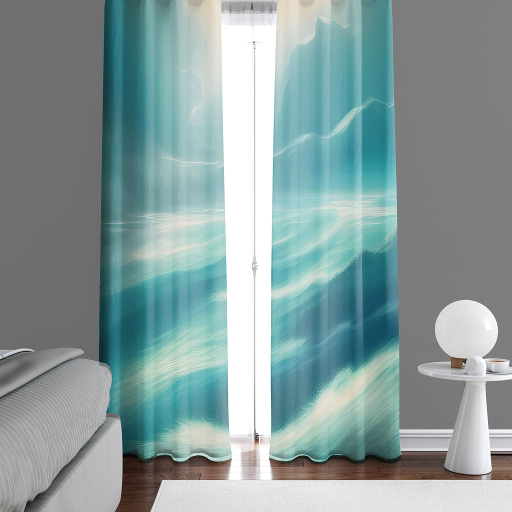 Nautical Window Curtains - Teal and Blue Ocean Curtains - Deja Blue Studios