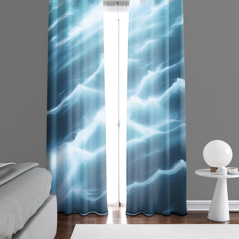 Nautical Window Curtains - Stormy Blue Ocean Curtains - Deja Blue Studios