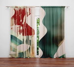 Abstract Window Curtains - Green and Red Floral Swirl - Deja Blue Studios