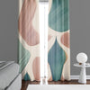 Dotted Abstract Window Curtains - Green and Coral Textured Dot - Deja Blue Studios