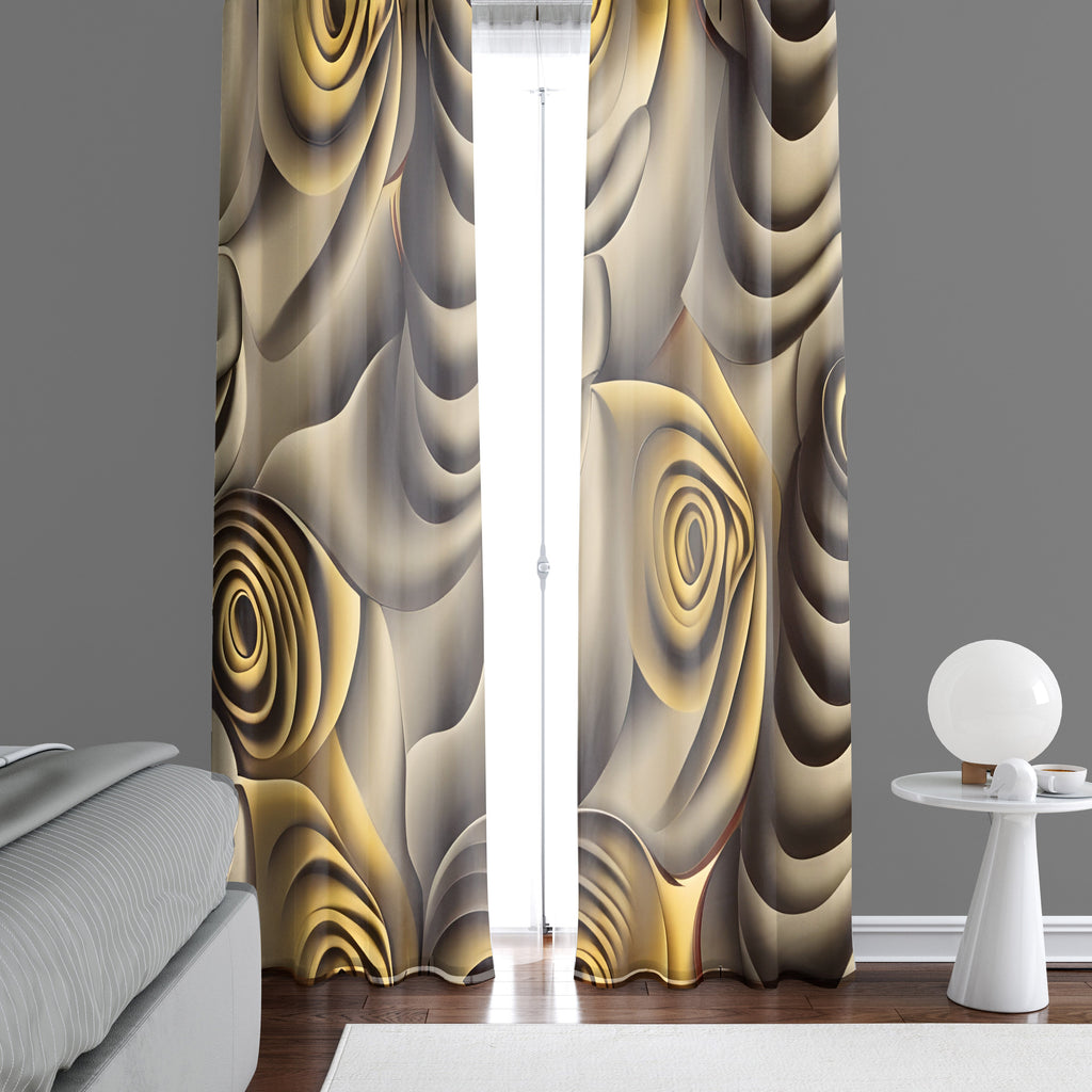 Floral Abstract Window Curtain - Golden Rose - Deja Blue Studios