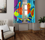 Abstract Fish Window Curtain - Mosaic Ocean Fish - Deja Blue Studios