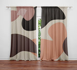 Neutral Geometric Window Curtain - Tan and Brown Spotted Dots - Deja Blue Studios