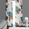 Floral Window Curtain - Orange and Blue Abstract Monstera Leaf - Deja Blue Studios