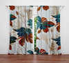 Floral Window Curtain - Orange and Blue Abstract Monstera Leaf - Deja Blue Studios