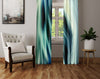 Abstract Window Curtain - Green and White Textured Feather - Deja Blue Studios