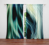 Abstract Window Curtain - Green and White Textured Feather - Deja Blue Studios