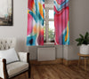 Abstract Window Curtain - Pink, Blue, and Orange Watercolor - Deja Blue Studios