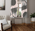 Abstract Window Curtain - Geometric Tan and Black - Deja Blue Studios