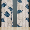 Chic Leaf Window Curtains - Blue and Brown Thin Stem Pattern - Deja Blue Studios