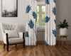 Chic Leaf Window Curtains - Blue and Brown Thin Stem Pattern - Deja Blue Studios