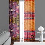 Bohemian Rags Window Curtains - Abstract Lighthearted Print in Purple, Burgundy and Orange - Deja Blue Studios