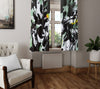 Abstract Window Curtains - Black, White and Green Color Swirl - Deja Blue Studios