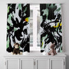Abstract Window Curtains - Black, White and Green Color Swirl - Deja Blue Studios