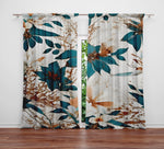 Floral Window Curtains - Blue and White Elegant Floral Print - Deja Blue Studios