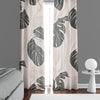 Floral Window Curtains - Beige and Green Sketch Monstera Print - Deja Blue Studios