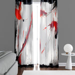 Abstract Window Curtains - Red, Black and Gray Grunge Style Design - Deja Blue Studios