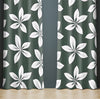 Floral Window Curtains - Green and White Chic Flower Print - Deja Blue Studios