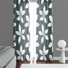 Floral Window Curtains - Green and White Chic Flower Print - Deja Blue Studios