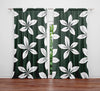 Floral Window Curtains - Green and White Chic Flower Print - Deja Blue Studios