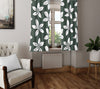 Floral Window Curtains - Green and White Chic Flower Print - Deja Blue Studios