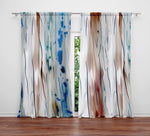 Abstract Window Curtains - Blue, Red and White Watercolor Style Print - Deja Blue Studios